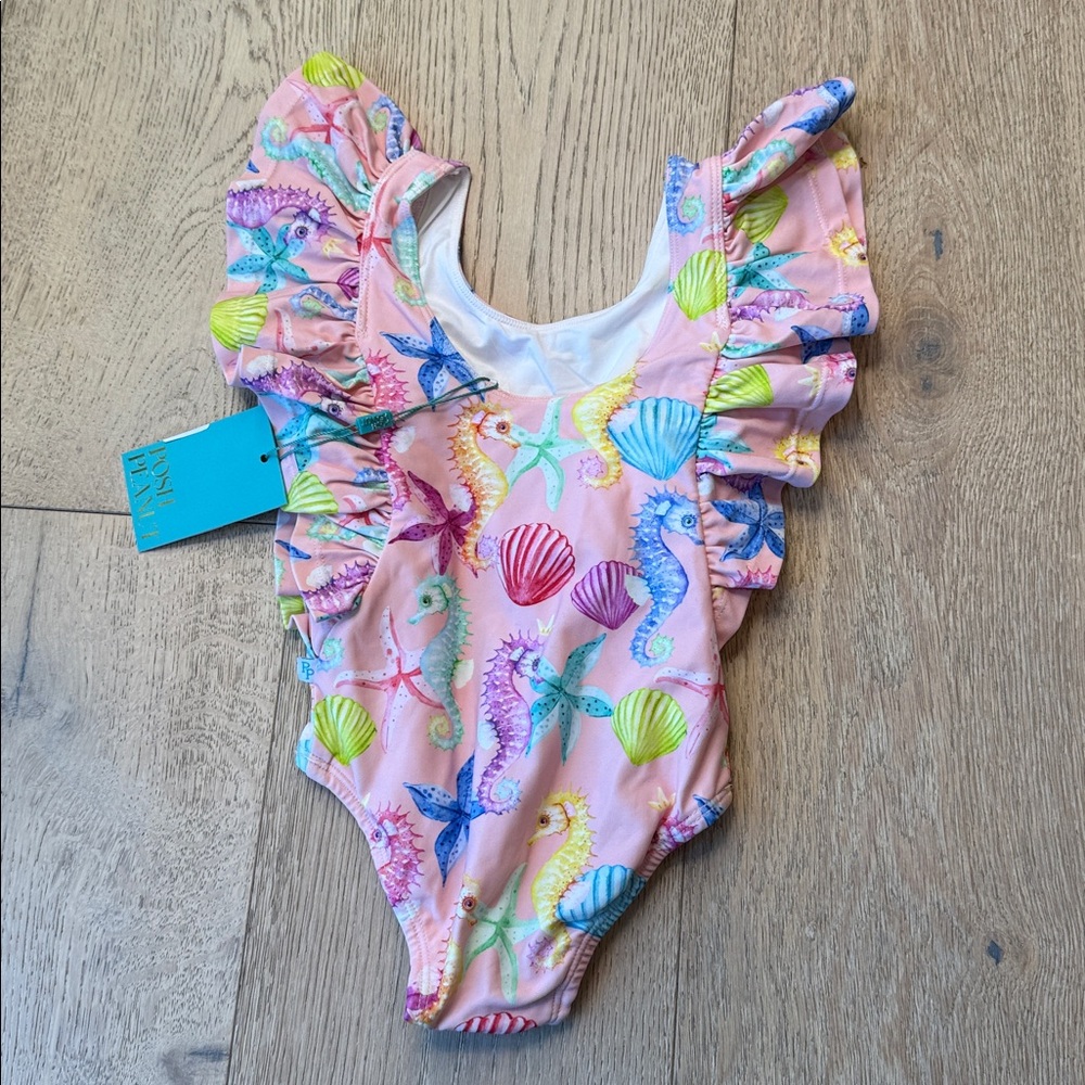 NWT Posh Peanut Girls Flutter Sleeve One-Piece Swimsuit | Size 3T - Picture 3 of 4
